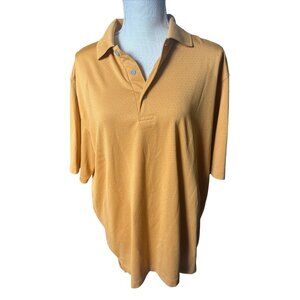 Coton Traders Mens Large Gold Polo Shirt Short Sleeve 100% Polyester Lightweight